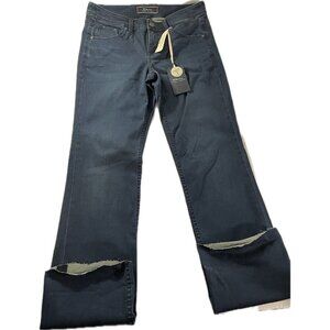 Tommy Bahama Black Stretch Cotton Jeans Womens Size 8 Afton Straight Raw Hem